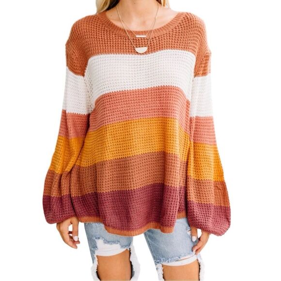 Umgee Sweaters - Umgee | Be the‎ Brown Colorblock Sweater Size Small